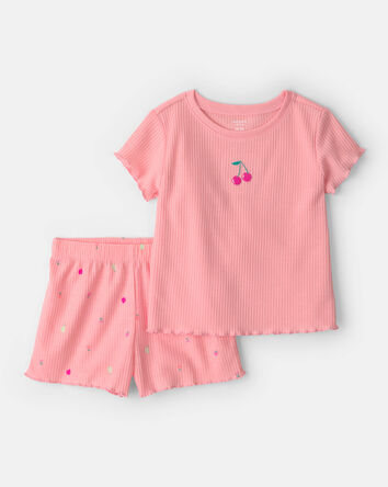 Toddler Girl Fruit Short-Sleeve Loose Fit 2-Piece pyjama Set - Pink, 