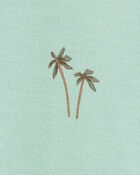 Baby Boy Palm Tree Print 2-Way Zip PurelySoft Convertible Foot Sleeper Pyjamas - Mint, image 4 of 7 slides