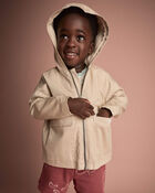 Toddler Boy Zip-Up Hooded Jacket with Pockets - Khaki, image 3 of 6 slides