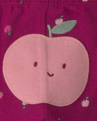 Baby Girl 3-Piece Apple Long-Sleeve Bodysuit & Pant Set - Burgundy/Pink, image 5 of 6 slides