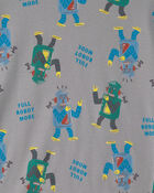 Gar&ccedil;ons - Pyjama 4 pi&egrave;ces en 100 % coton &laquo;Monster vs. Robot Dance Battle&raquo; &ndash; Gris, image 3 sur 4 diapositives