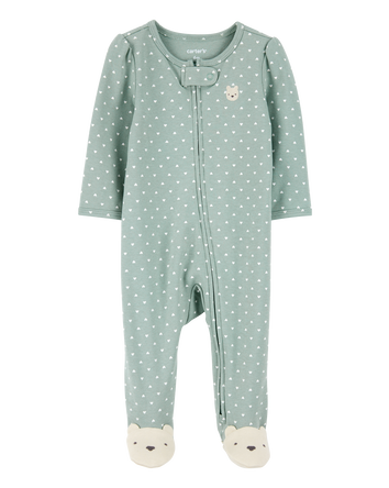 Baby Girl Polka Dot 2-Way Zip Cotton Sleeper pyjamas, 
