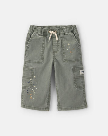 Baby Boy Splatter Paint Wide-Leg Carpenter Pants - Green, 