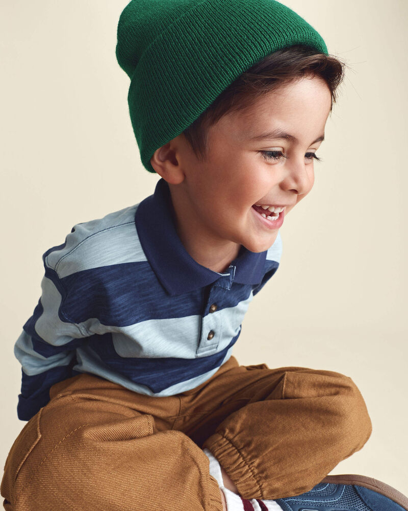 Toddler Boy Striped Long-Sleeve Henley T-Shirt - Navy Blue, image 3 of 6 slides