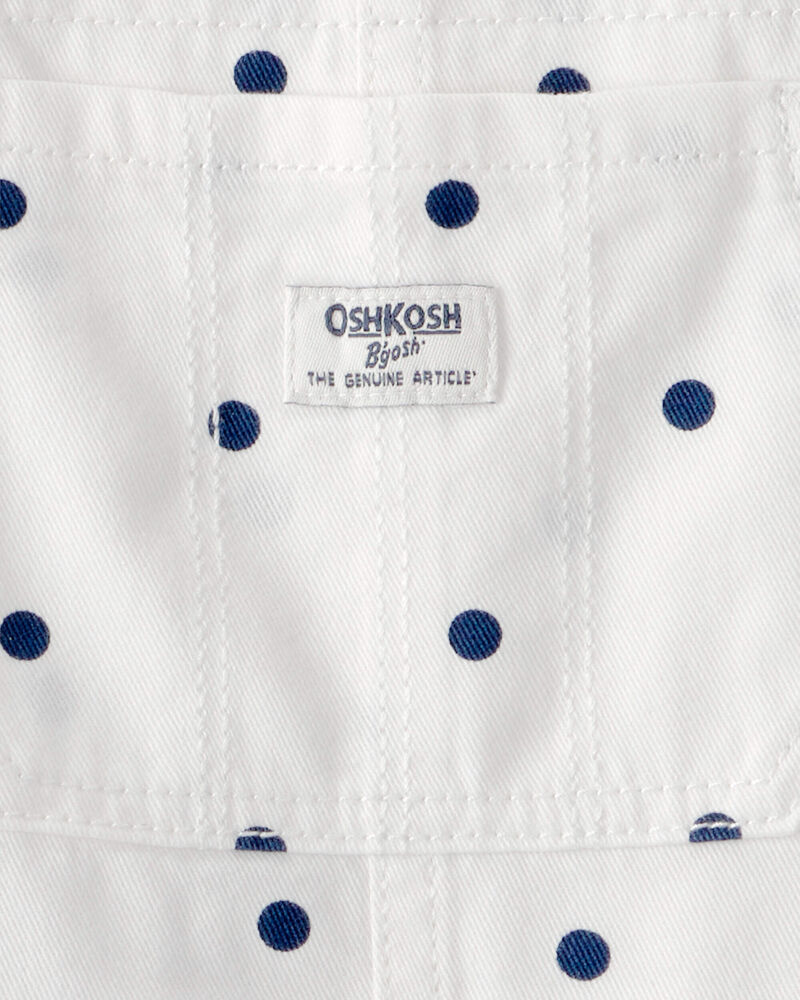 Toddler Girl Polka Dot Shortalls - White/Blue, image 3 of 4 slides