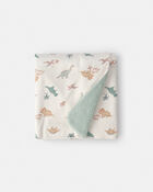 Baby Boy Dinosaur Plush Blanket - Green/Ivory, image 1 of 2 slides