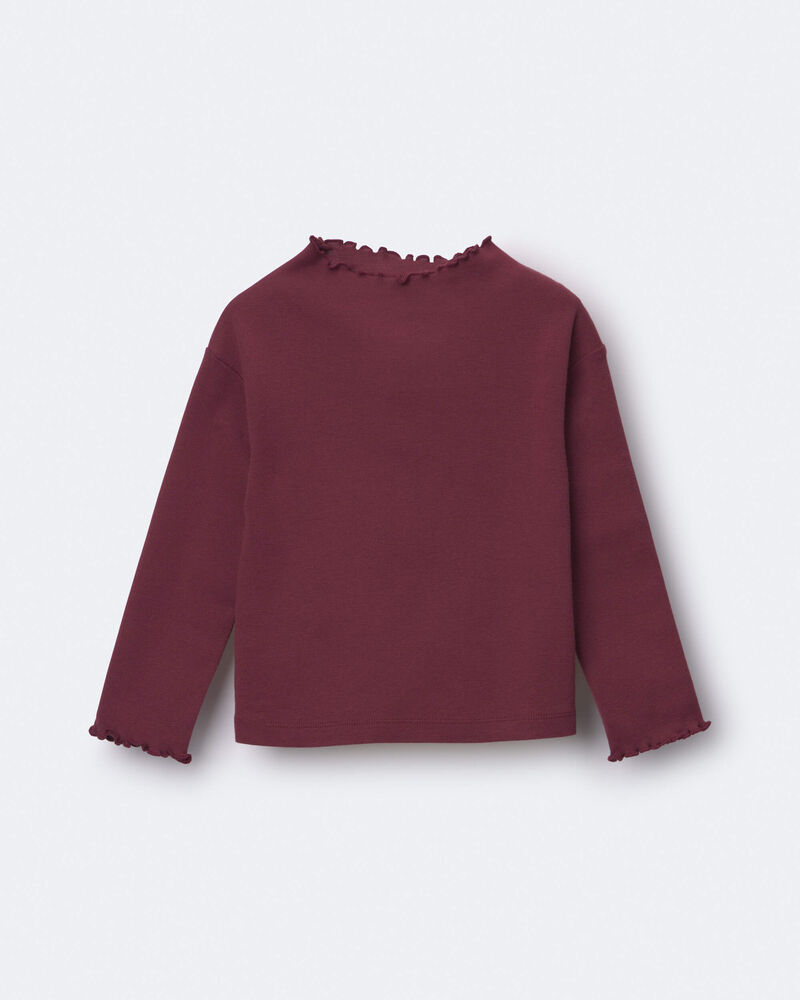 Toddler Girl Mock Neck Ruffle Long-Sleeve Top - Burgundy, image 1 of 2 slides