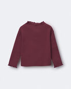 Toddler Girl Mock Neck Ruffle Long-Sleeve Top - Burgundy, image 1 of 2 slides