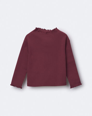 Toddler Girl Mock Neck Ruffle Long-Sleeve Top - Burgundy, 
