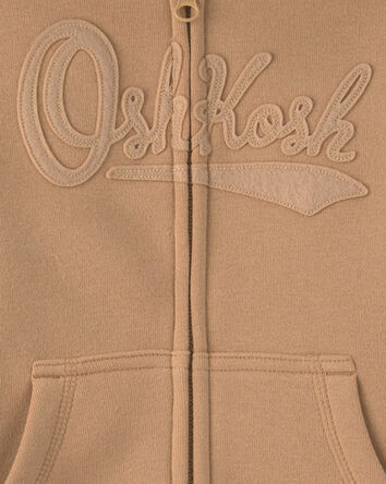 Tout-petit gar&ccedil;on - Chandail &agrave; capuchon en molleton &agrave; fermeture &agrave; glissi&egrave;re et logo OshKosh - Brun, 