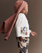 Toddler Long-Sleeve Pocket Relaxed Graphic Tee with Shapes - Cream, image 4 of 6 slides
