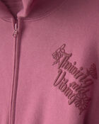 Girls 'Thriving' Fleece Zip-Up Hoodie - Pink, image 2 of 4 slides
