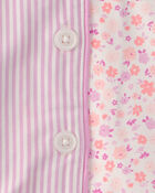 Toddler Girl Floral Striped Short-Sleeve Loose Fit 2-Piece pyjama Set - Pink, image 4 of 5 slides