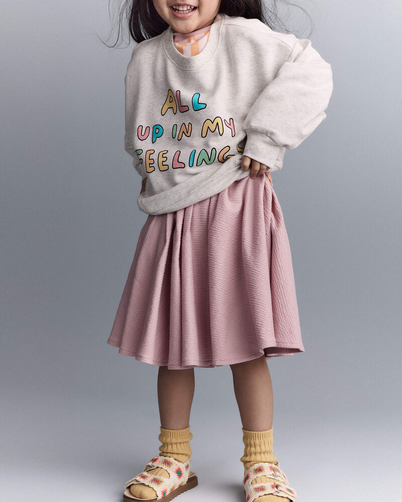 Toddler Girl 'In My Feelings' Wide-Arm Sweatshirt - Heathered Grey, image 5 of 6 slides