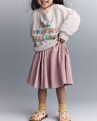 Toddler Girl 'In My Feelings' Wide-Arm Sweatshirt - Heathered Grey, image 5 of 6 slides