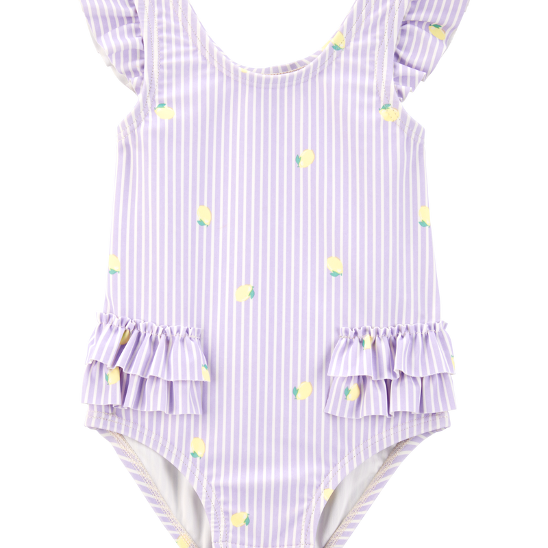 Purple Baby 1-Piece Striped Lemon Ruffle Swimsuit - Purple | Carter’s Oshkosh Canada