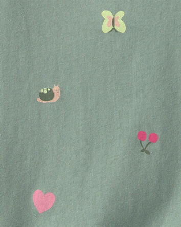 Toddler Girl All Over Print Long Sleeve Top - Green, 