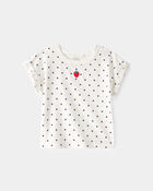 Tout-petit fille - Haut &agrave; motif de pois et fraise - Blanc, image 1 sur 3 diapositives