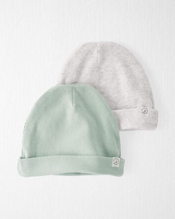 Baby 2-Pack Organic Cotton Rib Caps, 