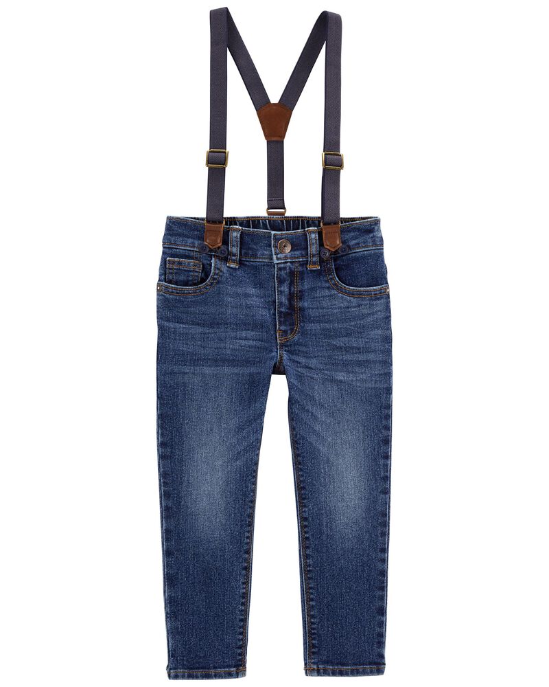 Toddler Denim Suspender Pants, image 1 of 2 slides