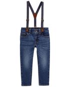 Toddler Denim Suspender Pants, image 1 of 2 slides