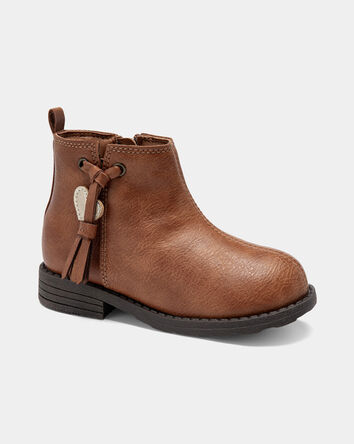 Tout-petit fille - Bottes à fermeture éclair à pompons - Brun, 