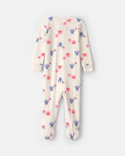 Baby Girl 1-Piece Monster 2-Way Zip DreamPlush Snug Fit Footed Pyjama - Cream, image 4 of 8 slides