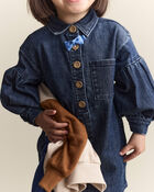 Toddler Girl Puff-Sleeve Denim Dress - Blue, image 5 of 8 slides