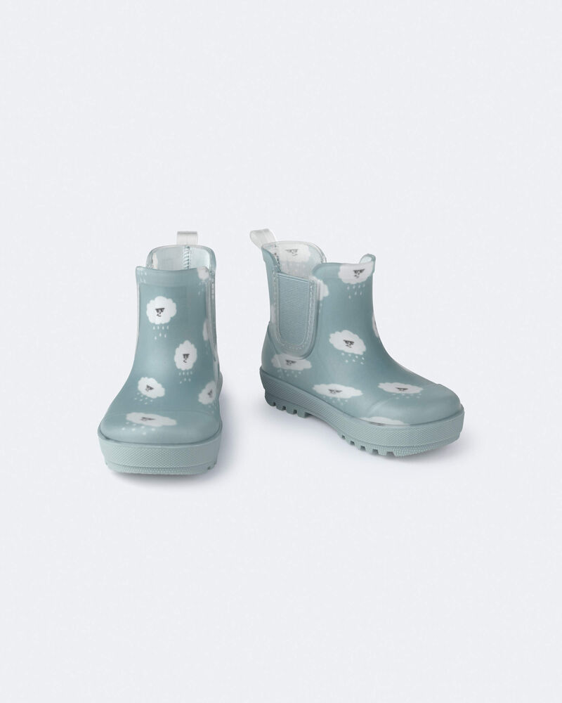 Toddler Rainboots in Rain Cloud Print - Pale Blue, image 1 of 3 slides