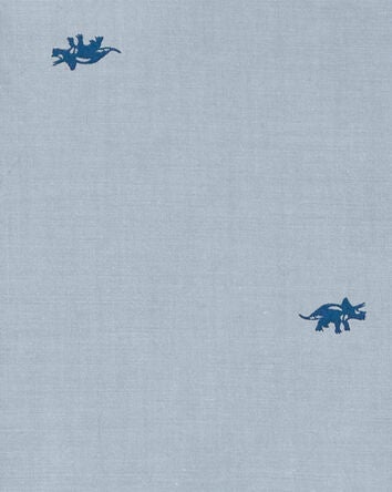 Toddler Long-Sleeve Dinosaur Print Chambray Button-Down Shirt - Blue, 