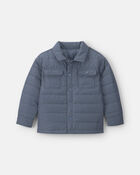 Boys Collared Puffer Jacket - Blue, image 1 of 3 slides
