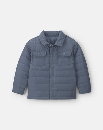 Boys Collared Puffer Jacket - Blue, 