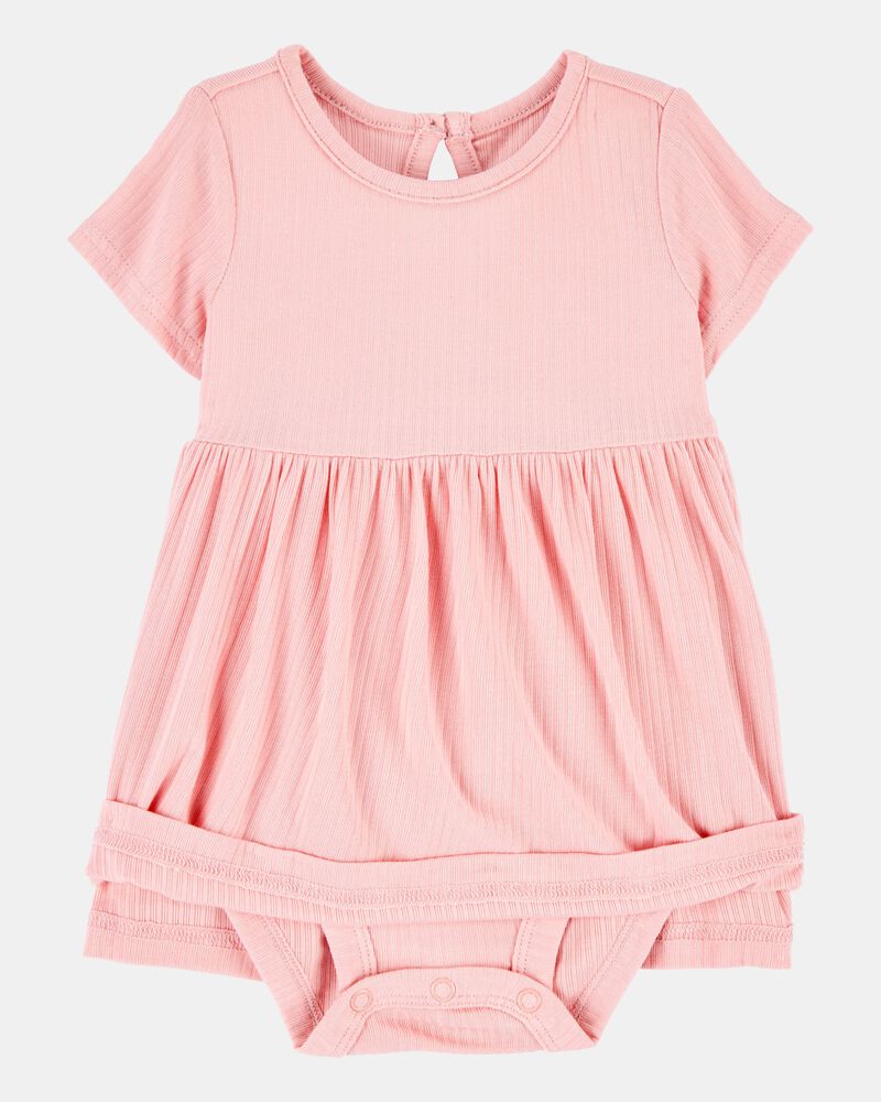 B&eacute;b&eacute; fille - Robe cache-couche de couleur unie - Rose, image 2 sur 5 diapositives