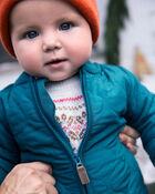 Baby Boy Quilted Long-Sleeve Jumpsuit - Blue, image 2 of 5 slides