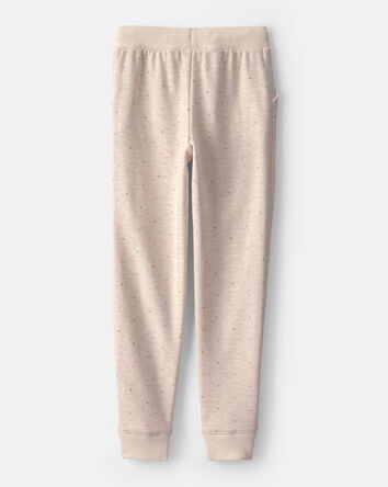 Girls Heart Drawstring Knit Joggers - Cream, 