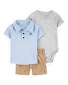 Bébé garçon - Ensemble 3 pièces polo - Bleu, image 1 sur 4 diapositives