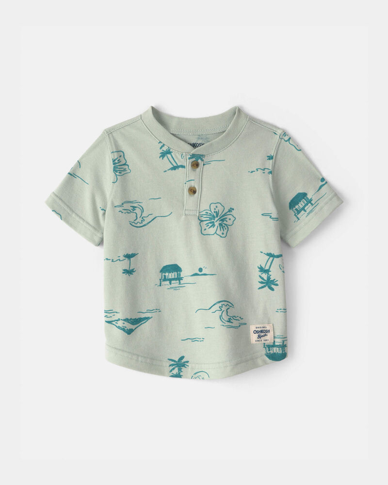 Baby Boy Beach Henley Top - Green, image 1 of 3 slides