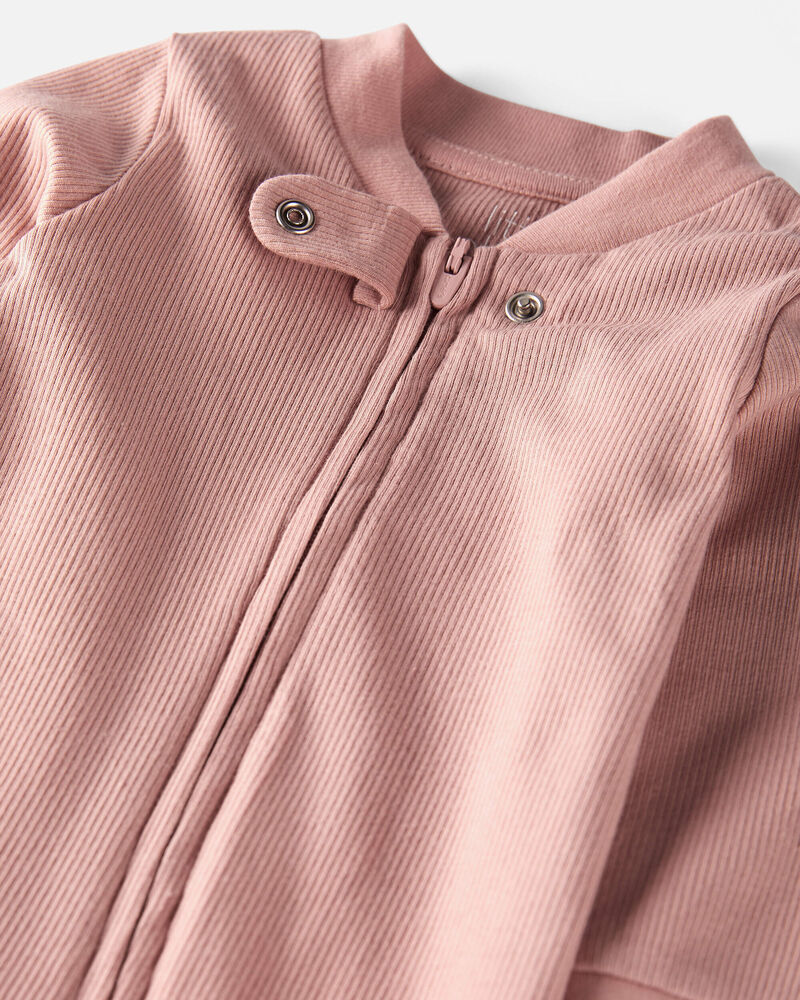 Baby Girl Organic Cotton Sleeper Pyjamas in Pink, image 2 of 4 slides