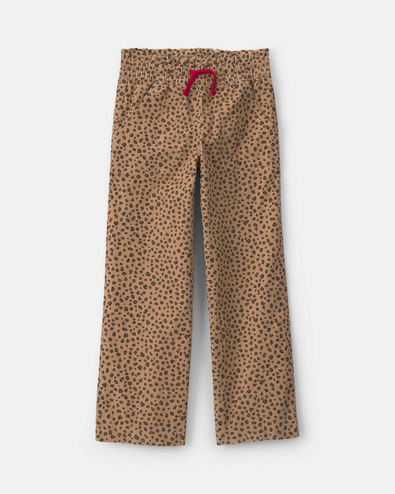 Filles - Pantalon en serg&eacute; &agrave; motif l&eacute;opard &ndash; Brun, image 1 sur 3 diapositives