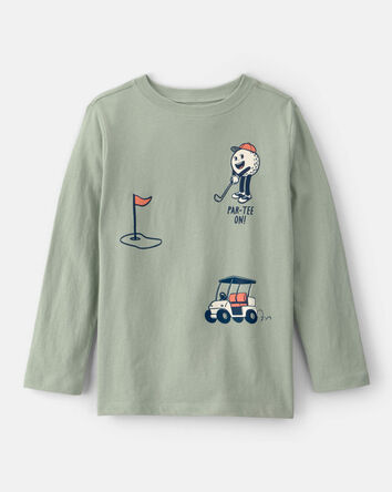 Gar&ccedil;ons - T-shirt graphique &agrave; manches longues de golf - Vert, 