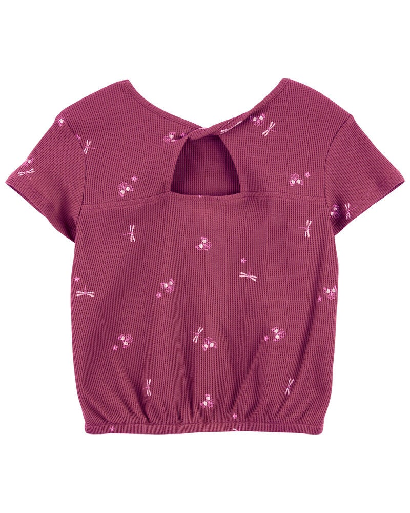 Kid Butterfly Print Twist Back Top, image 2 of 4 slides