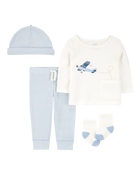 Baby 4-Piece Airplane Print Outfit Set, image 1 of 5 slides