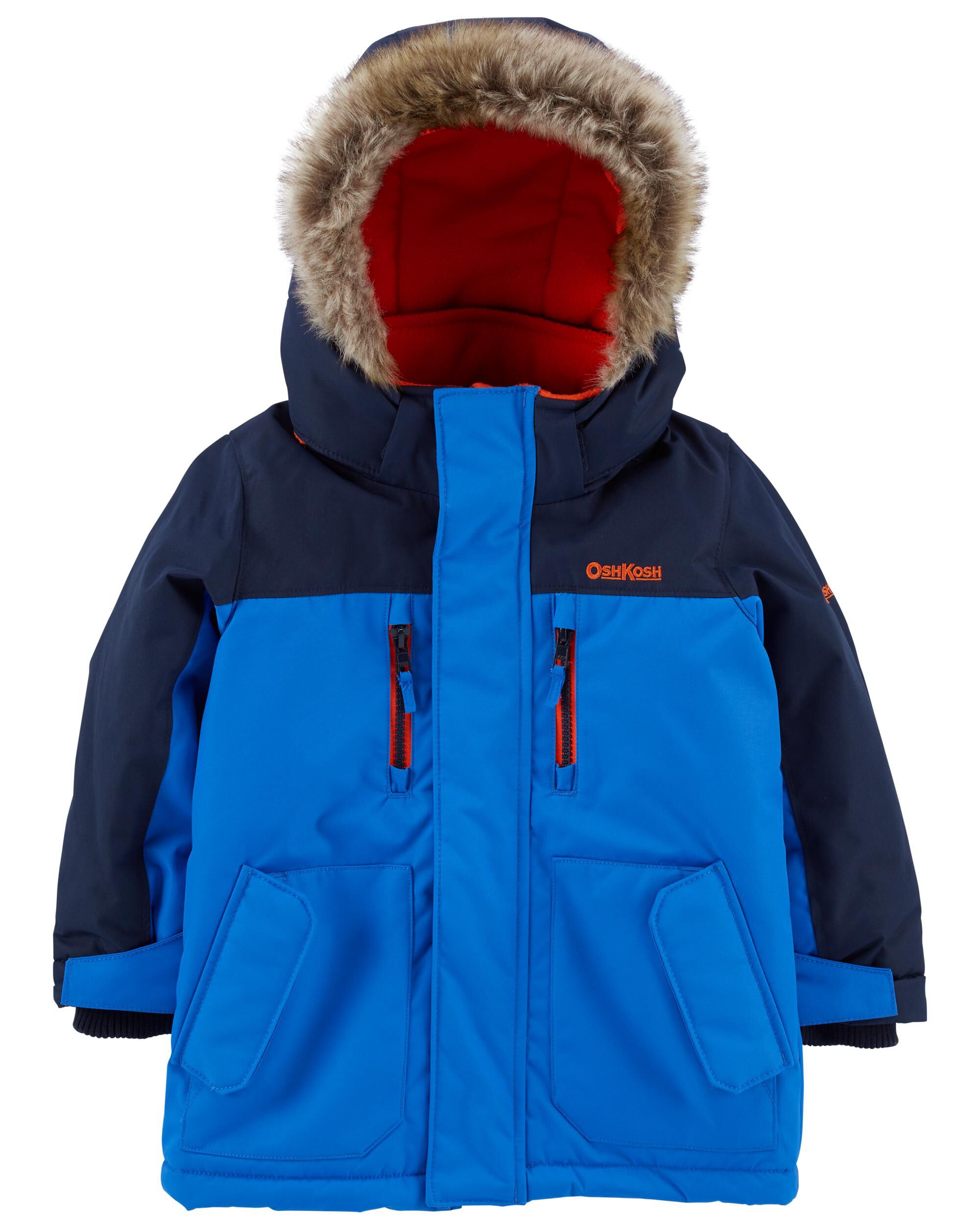 Jacket with blue fur hood online