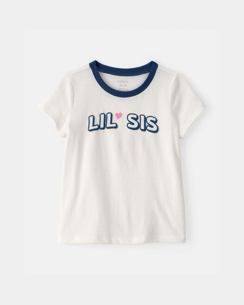Toddler Girl 'Lil Sis' Graphic Tee - Ivory, image 1 of 4 slides