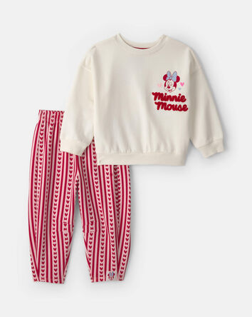 Toddler Girl 2-Piece Disney&copy; Minnie Mouse Heart Long-Sleeve Top & Pant Set - Cream/Red, 