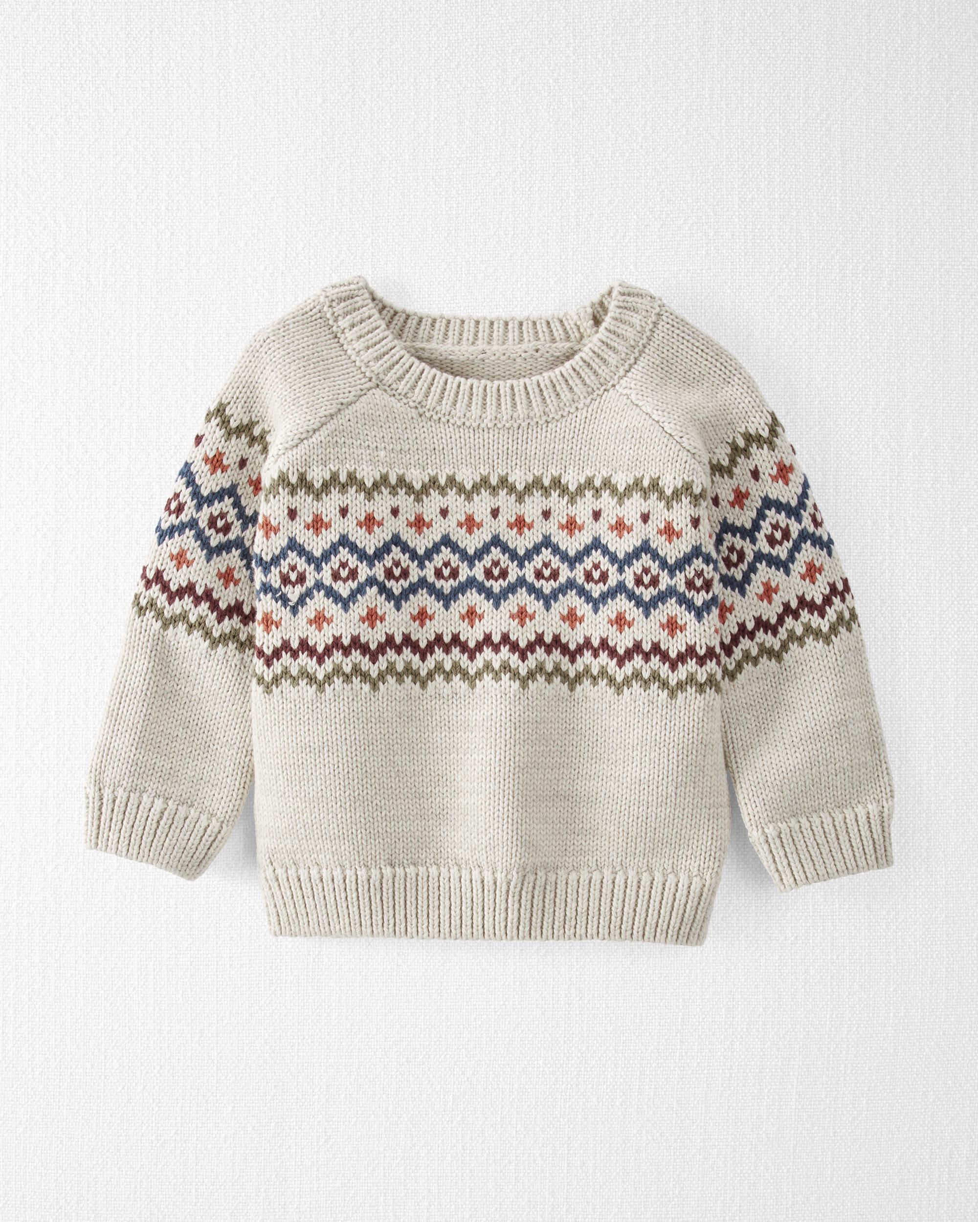 Baby Boys Baby Organic Cotton Fair Isle Sweater 18M Little Planet
