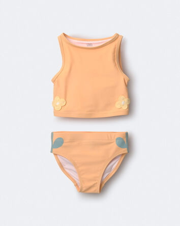 Tout-petit fille - Ensemble tankini fleuri - Orange p&acirc;le, 