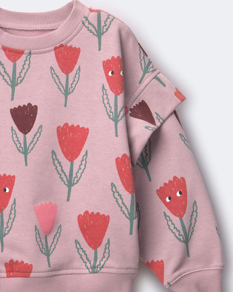 Toute-petit fille - Chandail double &eacute;paisseur &agrave; imprim&eacute; tulipe - Mauve, image 5 sur 5 diapositives