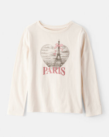 Filles - T-shirt à manches longues imprimé Paris – Ivoire, 