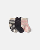 Baby Girl 3-Pack Halloween Cat Booties - Black/Pink, image 1 of 2 slides
